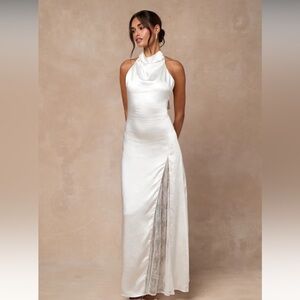 Lulu's Ivory Satin Concetta Dress